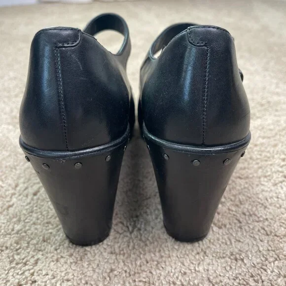 Dansko Shoes Womens 40 Black Fanny Wedge Mary Jane Leather Casual Comfort Heel - Picture 5 of 9